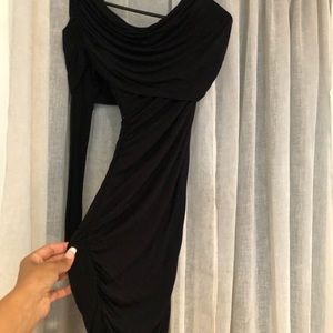 One shoulder black dress
